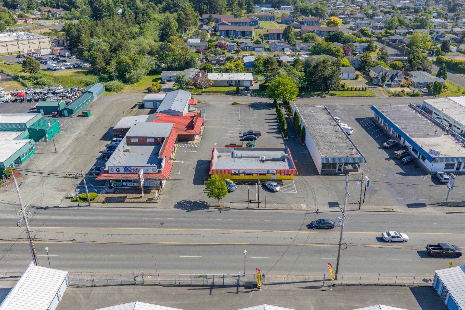 Aerial view of property along Newmark Avenue